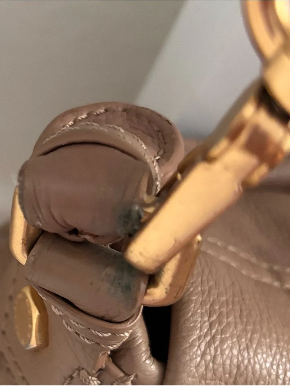 Marc by Marc Jacobs Taupe Pebbled Leather Shoulder Bag with Gold Hardware